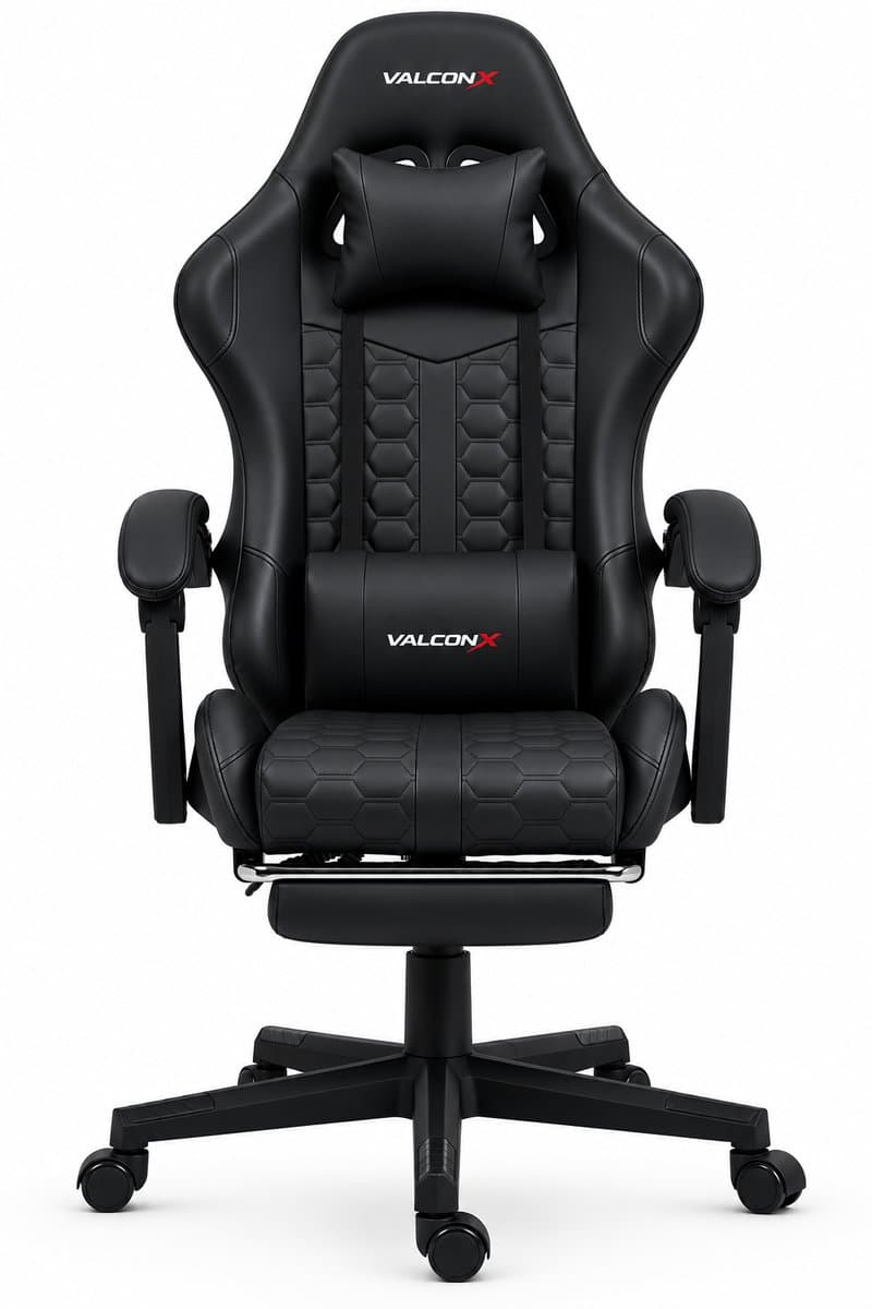 Valconx - Gamestoel Met Voetsteun- Gaming Stoel - Ergonomische Bureaustoel - Gamestoel - Verstelbaar - Gaming Chair - Zwart — afbeelding 1