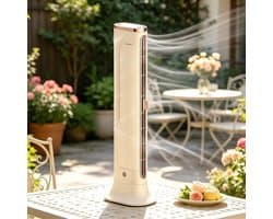 Ulisem - Torenventilator - Bladloos - USB Oplaadbaar - Compact Draagbaar - Voor Slaapkamer Auto Reizen Kamperen Caravan Garage Werkplaats Keuken Slaapzaal - Laag Geluidsniveau - Verstelbare Luchtstroom - Binnen‑ En Buitengebruik - Wit