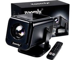Zoomly® Pro MAX+ Mini Beamer – 700 ANSI Lumen – Thuisbioscoop Beamer met Android 14, WiFi 6 & Bluetooth 5.4 – Full HD 1080p – Ondersteunt 4K – Gratis Smart Remote