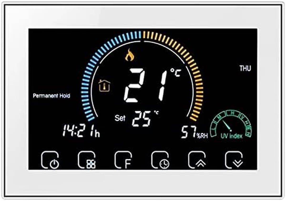 Slimme Thermostaat - Verwarming Regelaar - Energie Besparen - App Bediening - 12cm Kleurenscherm - Wit — afbeelding 1