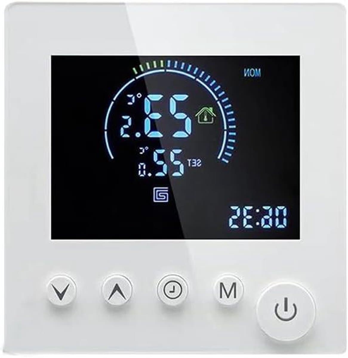 Programmeerbare Thermostaat - Temperatuurregelaar Kamer - Verwarming Regelen - NTC-temperatuursensor - 86 x 86 mm - Wit — afbeelding 1