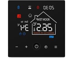 Slimme Thermostaat - Verwarming Thermostaat - Energie Besparen - App Bediening - 86x86x24 mm - Zwart