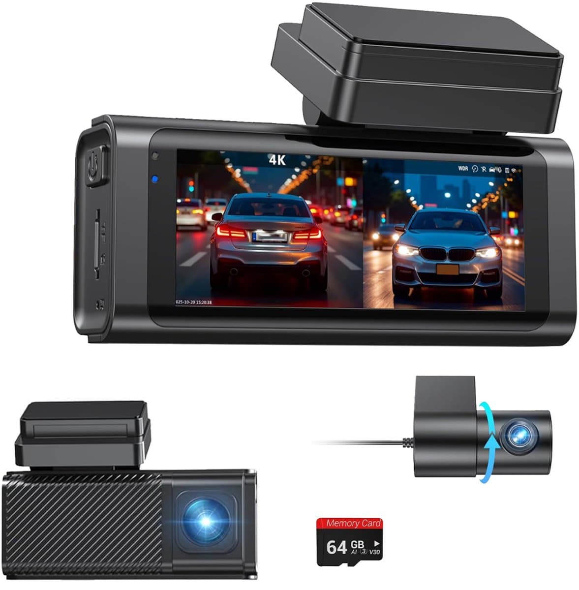 Zavio® Dashcam voor Auto - Auto Camera - Dashcam Voor en Achter Draadloos — afbeelding 1