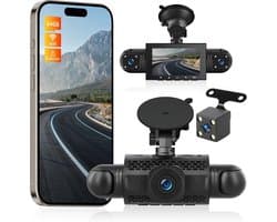 Dashcam voor auto - Zwart - 3 inch - 4 Camera's met 1080p en Nachtzicht - Met Wifi-app en 24-Uurs Parkeerbewaking