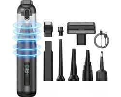 KZQ Draadloze handheld stofzuiger 17000Pa met borstelloze motor - HD-display en 30 minuten gebruiksduur - Lichtgewicht voor auto detailing en huisdierharen - USB-C snel opladen - Zwart