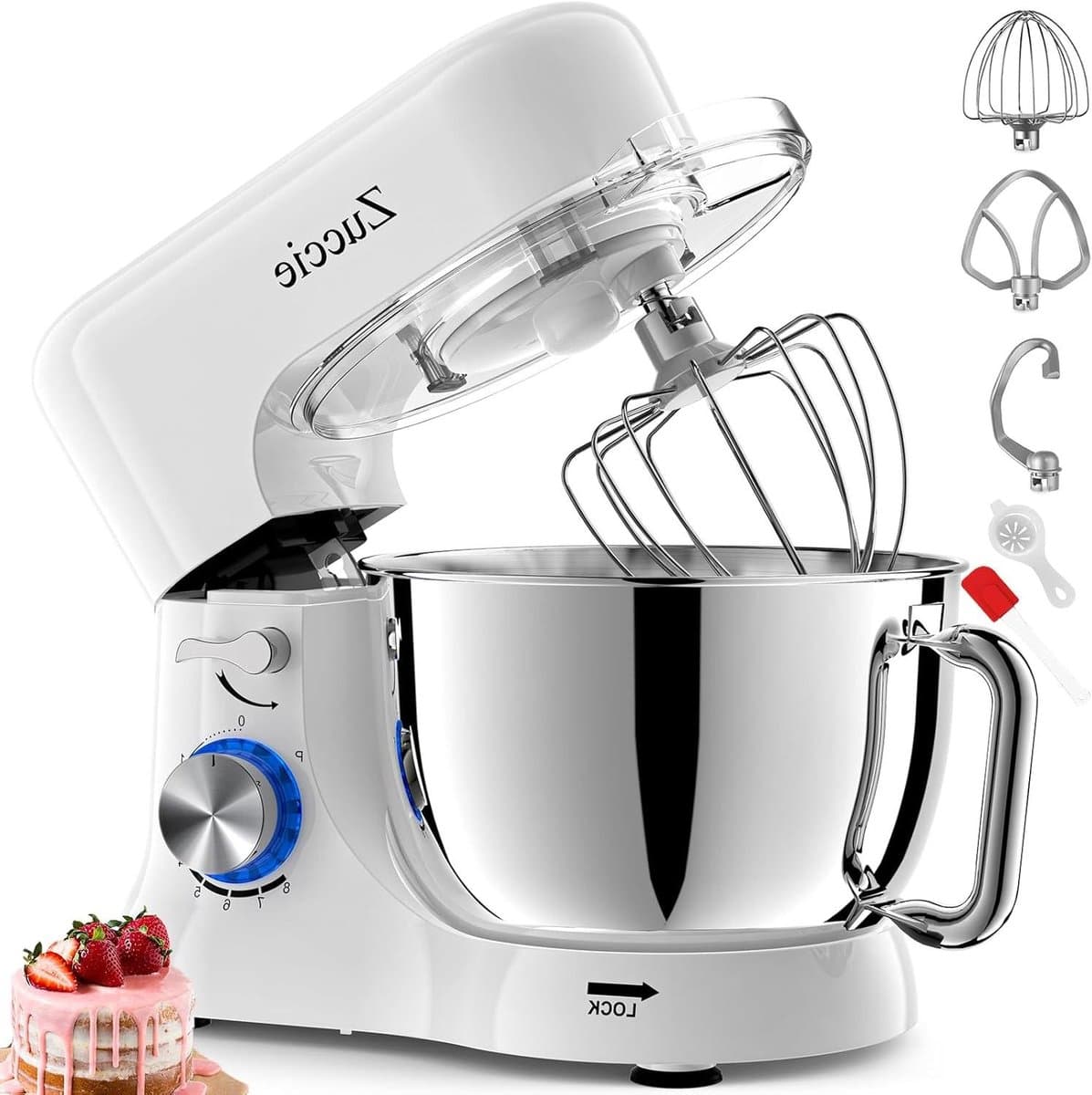 Keukenmachine - Mixer Deegmaker - Bakken en Koken - Stille Krachtige Motor - 5 Liter Kom - Wit — afbeelding 1
