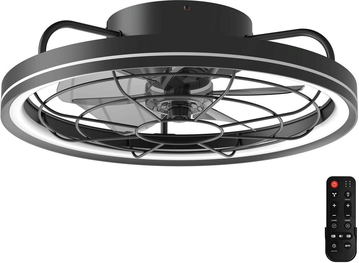 Led | Plafondventilator | LED Verlichting | Incl. Afstandbediening | 2700-6500K | Dimbaar | Ø48cm | Zwart — afbeelding 1