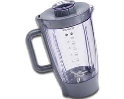 Mixbeker met messen - Keukenmachine accessoire - Mengen en mixen - Acryl materiaal - 1.5 liter - Grijs