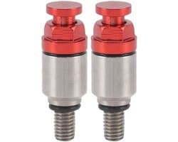 Twee M5x0.8 aluminium voorvork-uitblaasventielen/overdrukventielen, Geschikt voor CRF150R CR125R CR250R CRF250R, rood.