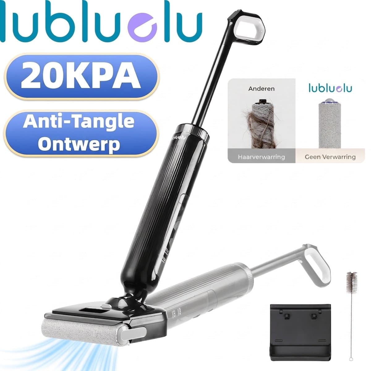 Lubluelu T9 nat- en droogzuiger - 180° ultradunne liggende stand - 20Kpa Draadloze Nat- en droogzuiger met zelfreinigend systeem – LCD-scherm - Alles-in-één vloerreiniger - Geschikt voor Harde vloer — afbeelding 1