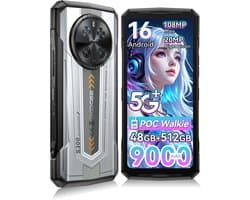 DOOGEE S300 Robuuste smartphone 5G - 6.78 inch FHD+ 120Hz - 48GB RAM - 512GB ROM - 9000mAh 45W - Android 16 - POC Walkie - mobiele telefoon - IP68/IP69K - Dual Sim - NFC GPS - Zilver