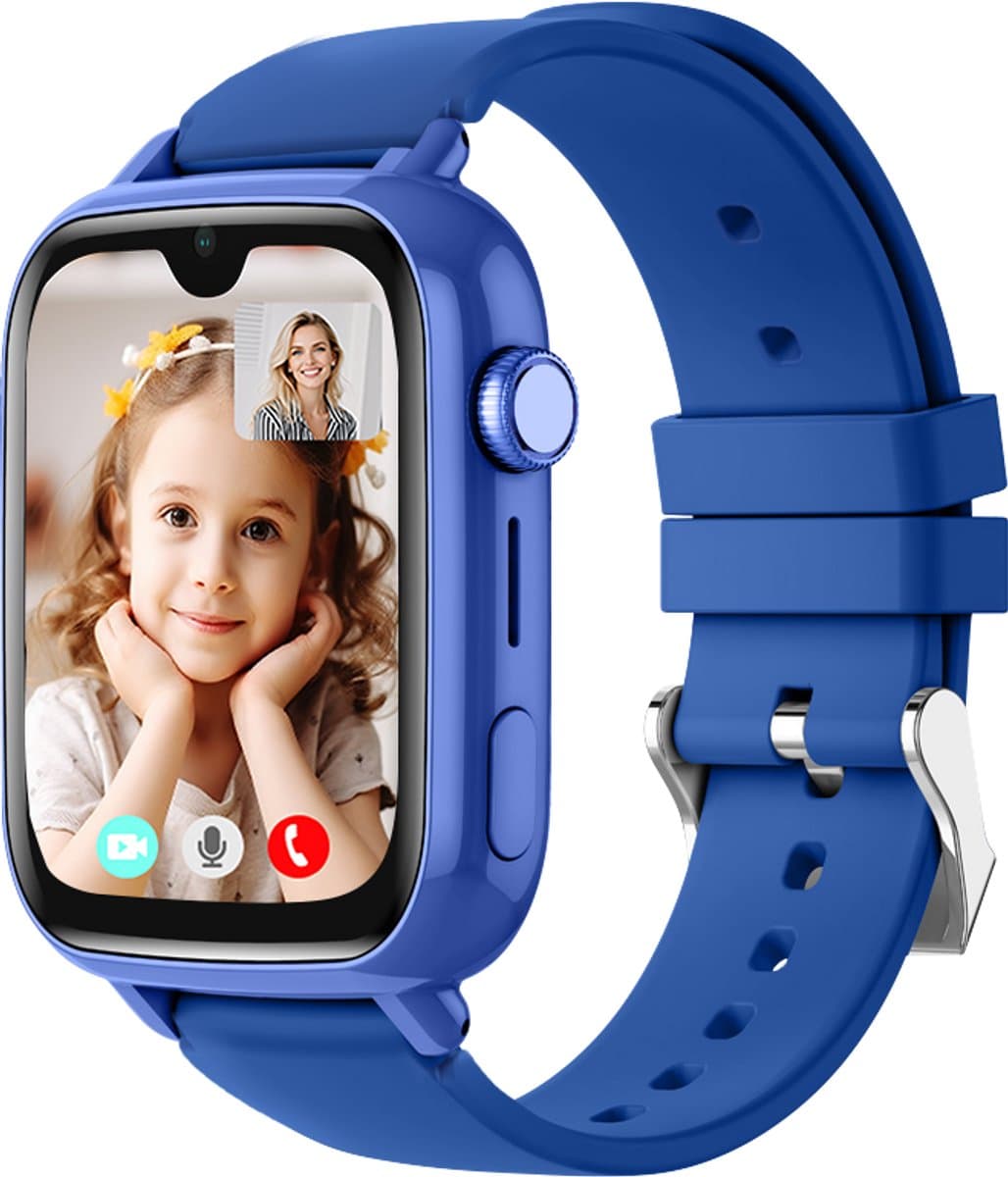 Protectly® GPS Horloge Kind Met Simkaart - 4G - SOS Alarm - Smartwatch Kinderen - GPS Tracker Kind - (Video)bellen - HD Camera - Whatsapp en SMS - Elke polsmaat - Bekijk Locatie Kind - Android en iOS - Incl. Simkaart & Screenprotector — afbeelding 1