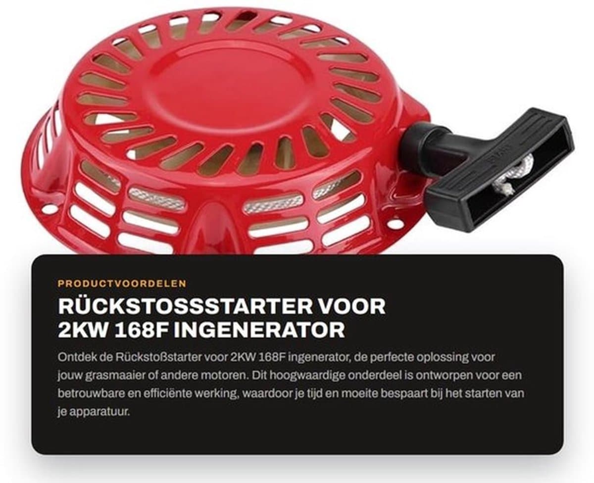 Kickstartmotor 2 kW - Generator - Trekstart-set - Grasmaaier - Terugtrekveren - Hoogwaardige kwaliteit — afbeelding 1