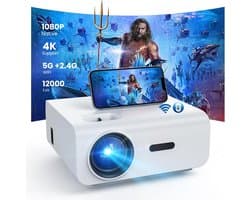 Beamer Full HD 1080P WiFi Bluetooth Mini Projector 12000 Lumen 4K Ondersteuning Draagbaar 300 Inch