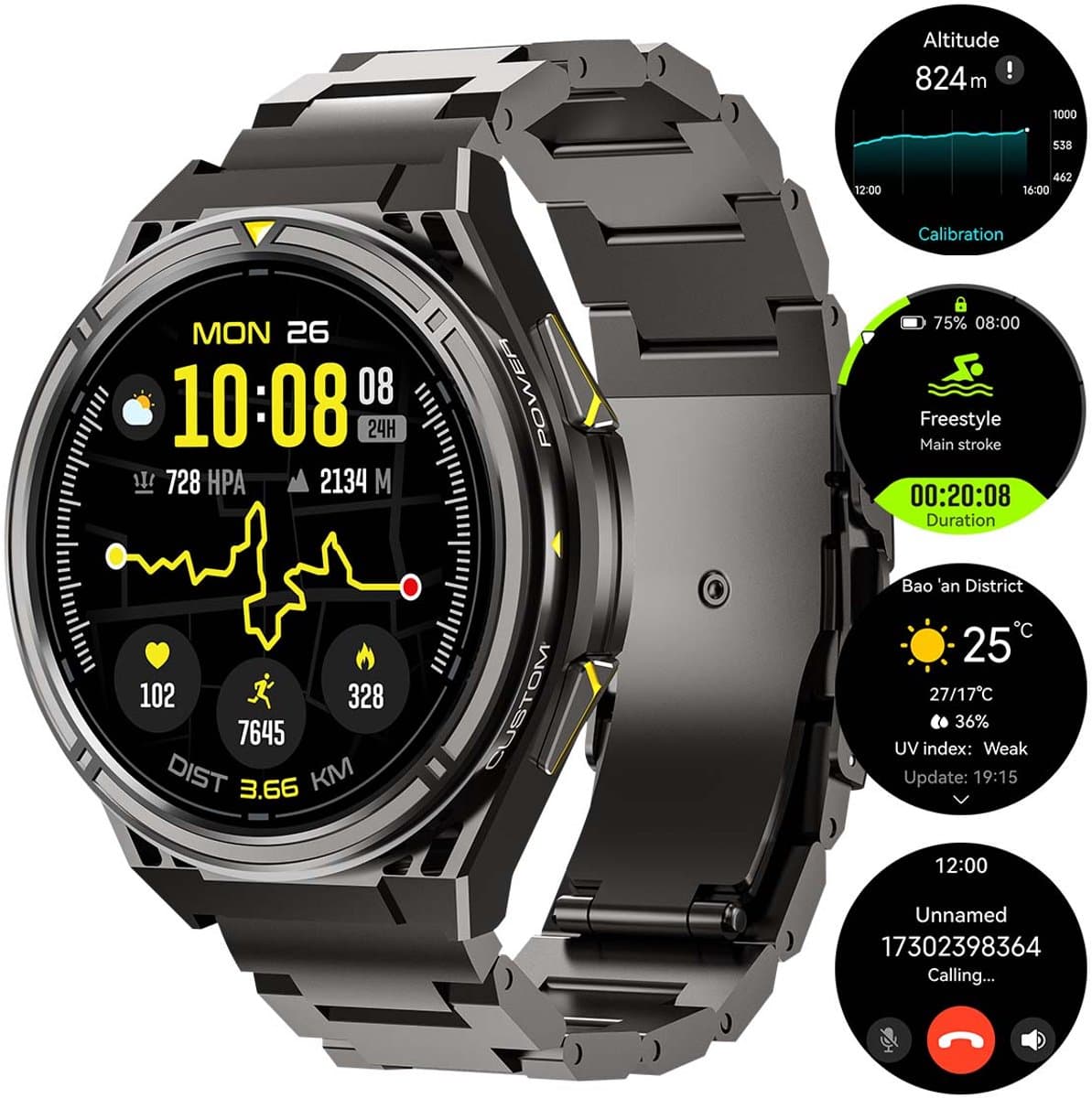 CUBOT GT5 - Smartwatch - Sporthorloge - Heren en Dames - Health - Stappenteller - Hartslagmeter - Saturatiemeter - Belfunctie - 100+ Sportmodi - Kompas - Zaklamp - 1,43" AMOLED - Geschikt voor iOS/Android - Zwart — afbeelding 1