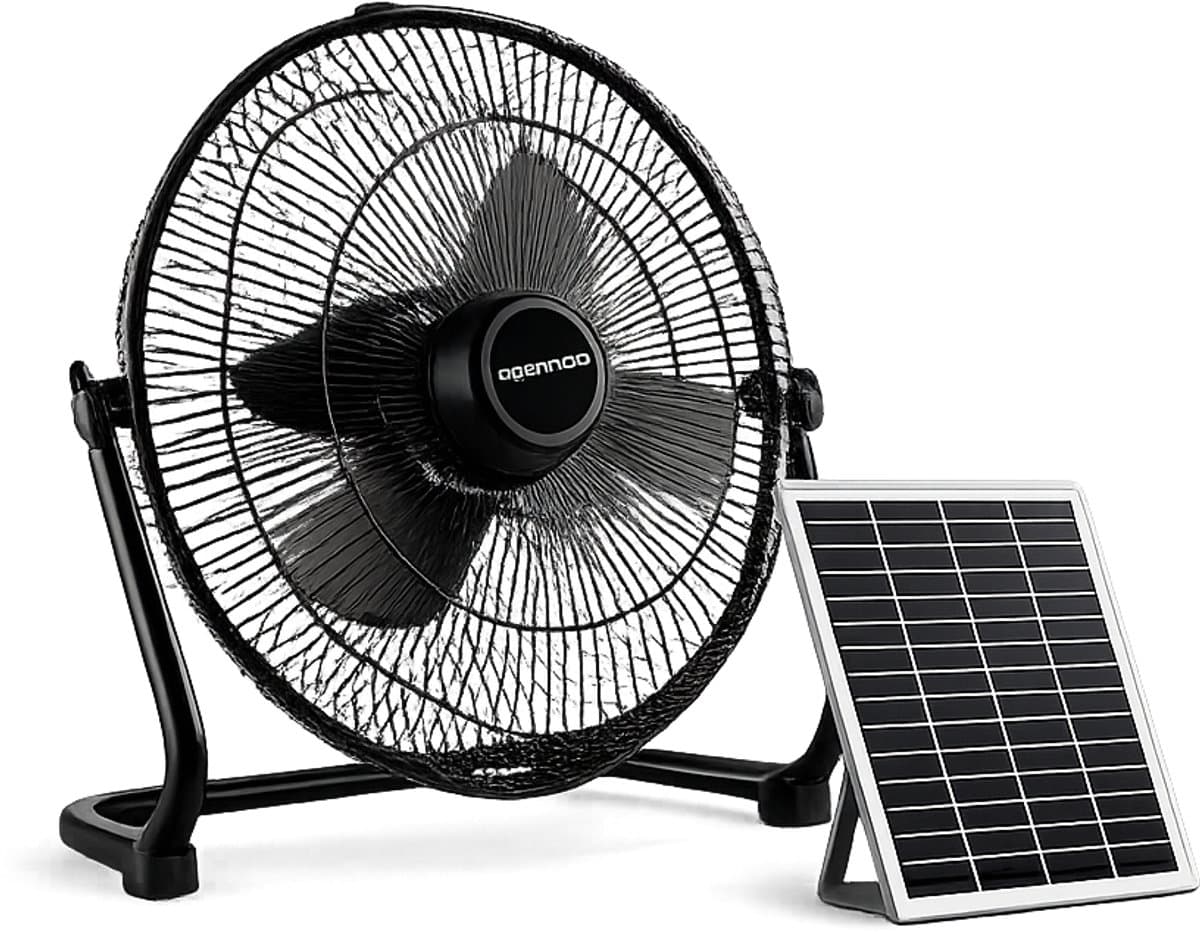 Lifero Vloer Ventilator met Zonnepaneel - Ventilatoren 3 Standen - Zonne-energie Vloerventilator - Koelventilator - Ventilatie — afbeelding 1