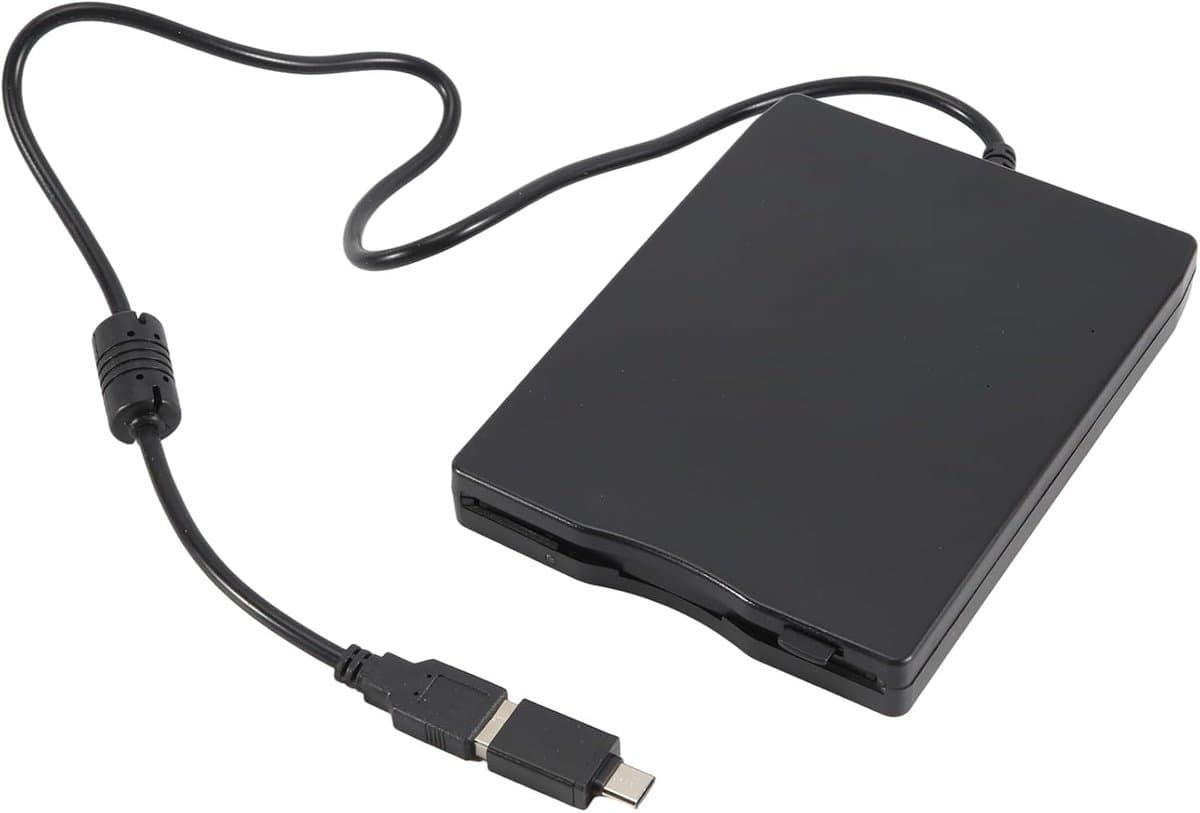 Externe Floppy Drive - Diskettestation Lezer - Oude Bestanden Lezen - USB A en C - Ultraslank Ontwerp - Zwart — afbeelding 1