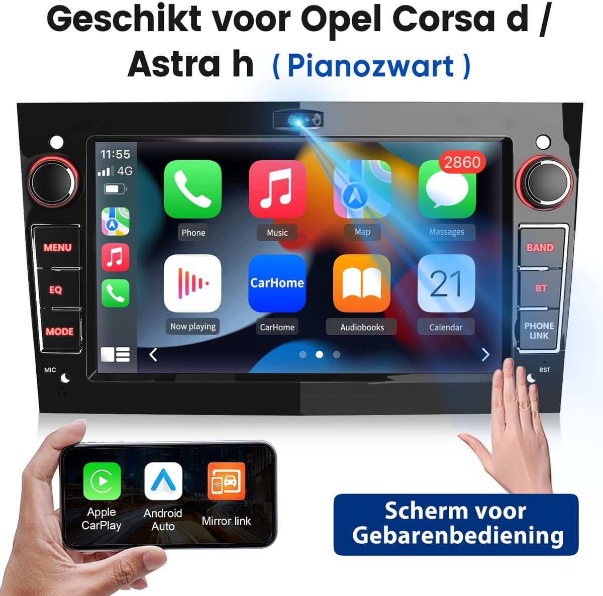 Cestovet Linux Autoradio - Geschikt Voor Opel Astra H Corsa C/D Meriva Zafira B - Draadloos Apple Carplay & Android Auto - 7-inch Touchscreen - Bluetooth & SWC USB — afbeelding 1