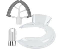 SnelShoppen - Casting Shield en Siliconen Paddle Mixer voor Keukenmachine, Plat Menghulp Geschikt voor 4.5 & 5qt KeukenAid, Hoogwaardige Aluminium Con