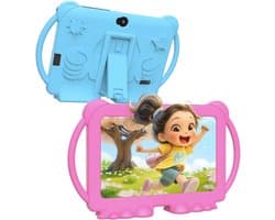 SnelShoppen - Kids Tablet 7 Inch voor Kinderen van 3 Jaar en Ouder, Android 14, 4GB RAM, 32GB Geheugen, Onderwijs Tablet met Ouderlijk Toezicht, Schok