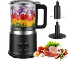 SnelShoppen - Krachtige 400W Keukenmachine met 2 Snelheden & Pulsefunctie | 4 Roestvrijstalen Messen & Klopper | 0.95L Afneembare Kom voor Hakken, Mix
