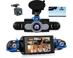 SnelShoppen - SIXTOP 4 camera's dashcam 360° rondomzicht auto DVR - 1080P Full HD, 3 inch IPS-display, nachtzicht, bewegingsdetectie, loop-opname & ac