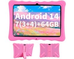 SnelShoppen - Veidoo Kids Tablet 10.1 inch - IPS Eye Care, 7GB RAM, 64GB ROM, Dual Camera, WiFi 6, Octa-Core, Kindertablet met Silicone Hoes - Perfect