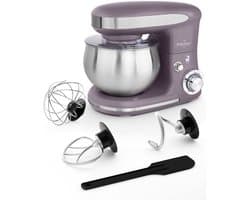 Swiss Haus® KM1805 Keukenmachine - 1300W Keukenrobot – 5L RVS Mengkom – Keukenmixer met 6 Snelheden + Pulse – met Deeghaak & Garde – Paars