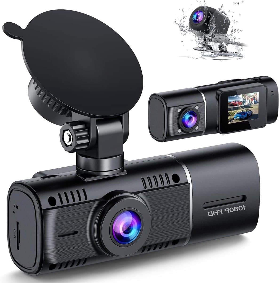 Dashcam Auto - 3 Kanaals Recorder - Veiligheid Onderweg - Infrarood Nachtzicht - 1080P FHD - Zwart — afbeelding 1