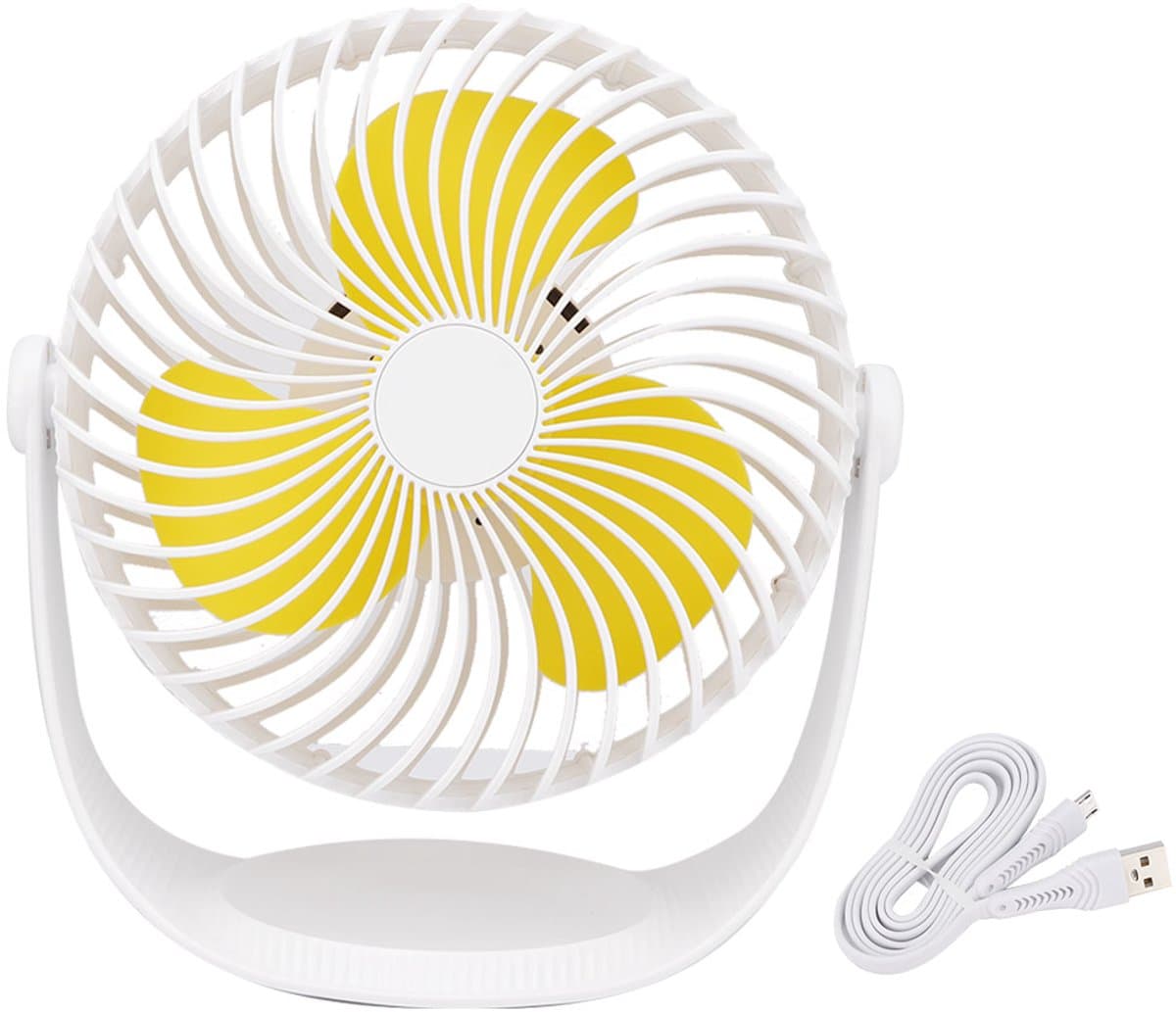 Mini-bureauventilator, stil, USB-voeding (wit) — afbeelding 1