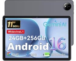 SnelShoppen - 11 Inch Tablet Android 16 Octa-Core 24GB RAM 256GB ROM 1TB 1920x1200 FHD IPS Scherm GPS Bluetooth 5.2 Wifi Grey