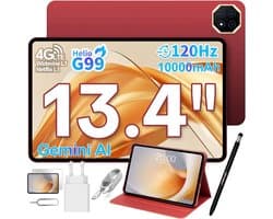 SnelShoppen - 13.4 Inch Gaming Tablet met 120Hz Display, 20GB RAM, 128GB ROM (8TB TF), Helio G99, 4G LTE Dual SIM, 10000mAh Batterij, GPS, Widevine L1