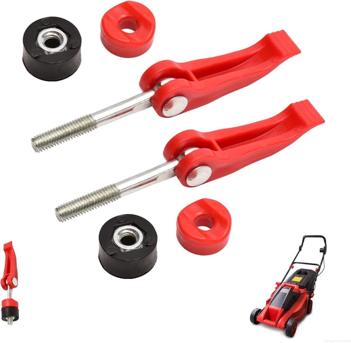 SnelShoppen - 2 Stuks Universele Grasmaaier Handgreep - Hoogwaardige Handvatten met Wing Nut en Bouten voor Grasmaaiers - Ideaal voor Tuin en Professi — afbeelding 1