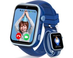 FOSMET 4G Smartwatch Kinderen - KidsWatch - Kinder Smartwatch - GPS Horloge Kind - SOS Knop - Tweeweg-gesprekken - GPS Horloge Kind - Kinderhorloge met Simkaart - Videobellen - Geschikt voor 4-12 Jaar - Jongen - Blauw