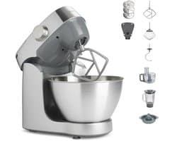 Keukenmachine - Mixer Deegmachine - Bakken en Koken - 1000 Watt Vermogen - 43 L Kom - Zilver