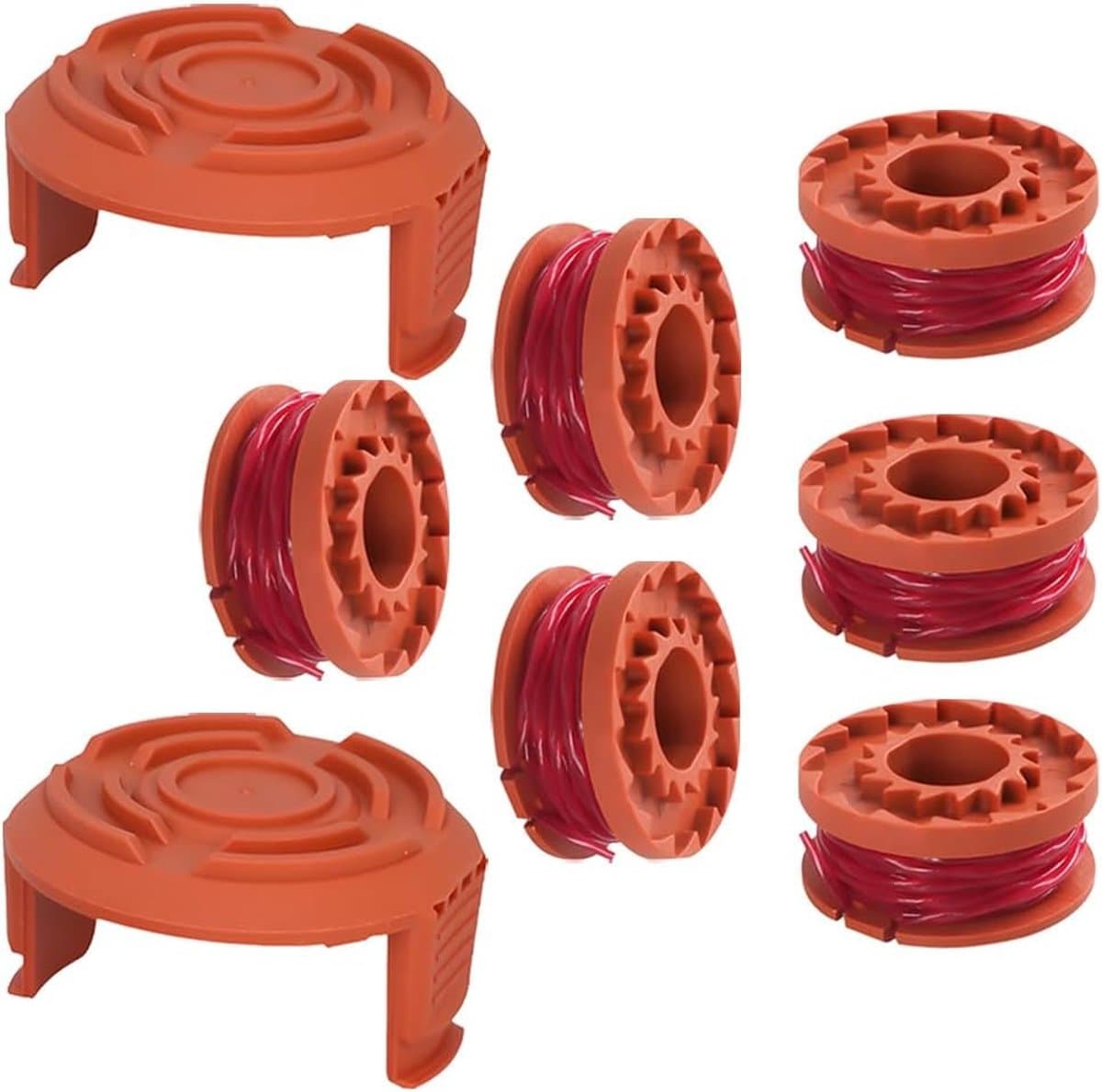 SnelShoppen - 6 Snijspoelen voor Grasmaaier, 2 Spool Doppen, Compatibel met 20V Grasmaaiers, Diameter 1.65mm, 3m Lengte, Nylon, Tuin, Grasmaaien, Verv — afbeelding 1
