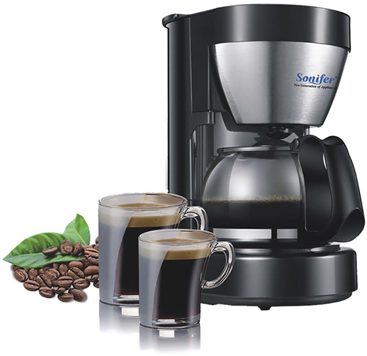 Sonifer SF-3513 Filter Koffiezetapparaat - 6 Kopjes - 0,65 Liter - 600W - Herbruikbaar Filter - Zwart/Zilver — afbeelding 1