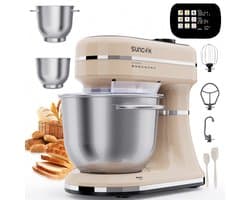 SUNCOK Keukenmixer, Keukenmachine, Slim aanraakpaneel, met 2 roestvrijstalen mengkommen: 4,5 l en 5,5 l. Krachtige motor van 1500 W, geluidsniveau 59 dB. Blender, geschikt voor bakken en deeg kneden.