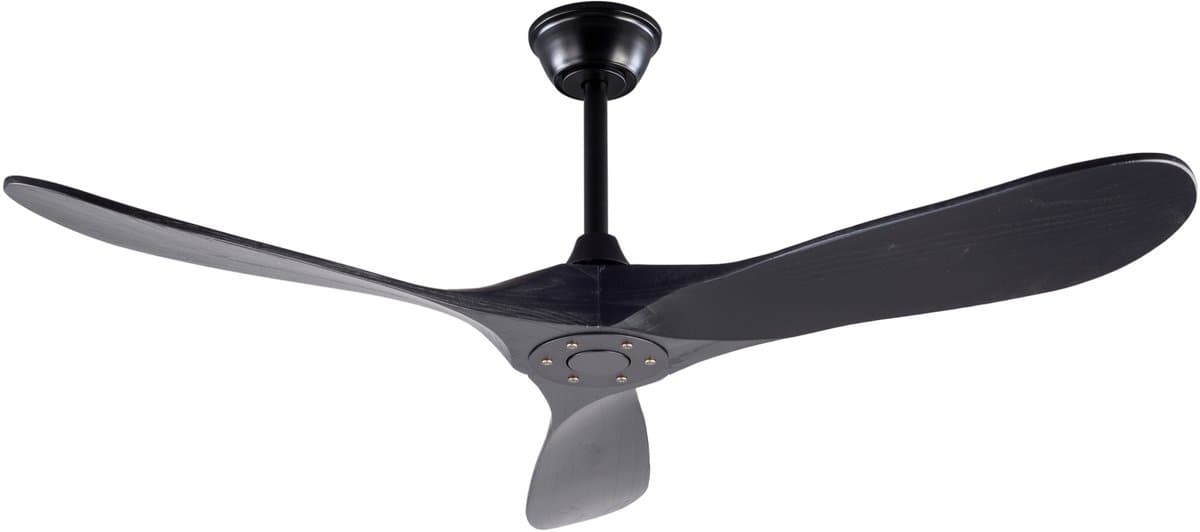 COVREO Plafondventilator 132 cm zwart, 3 bladen houtlook, zonder verlichting — afbeelding 1