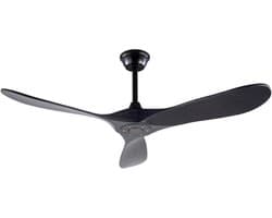 COVREO Plafondventilator 132 cm zwart, 3 bladen houtlook, zonder verlichting