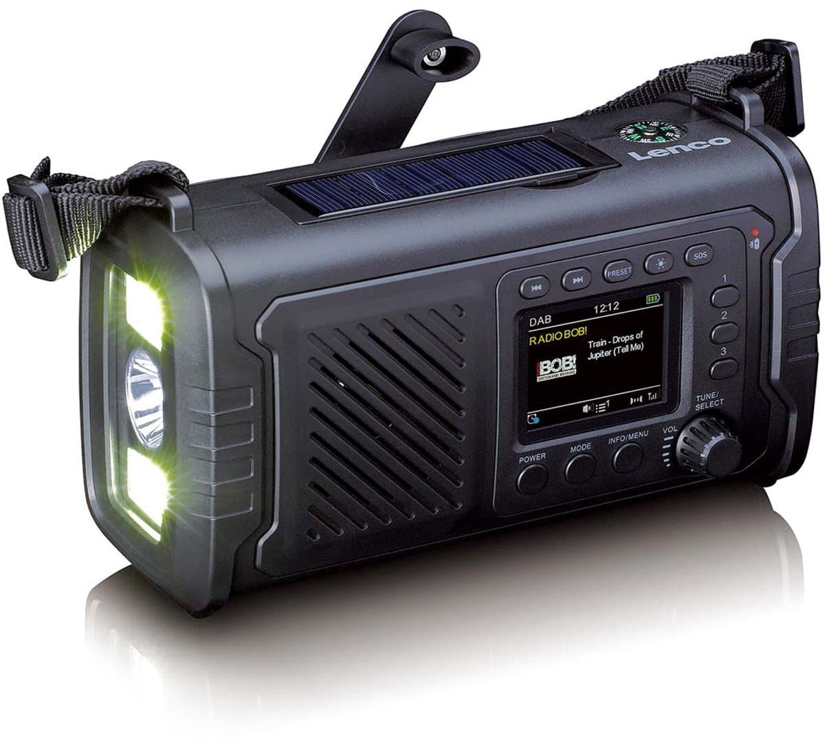 Lenco Noodradio - Noodradio Solar Opwindbaar - met DAB+/FM - 10.000 mAh Batterij - Zwart — afbeelding 1