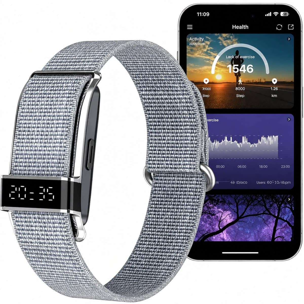 Activity Tracker - Smartwatch - Stappenteller Horloge - Bloeddrukmeter - Slaapmonitor - Hartslagmeter - APP - Heren - Dames - Geschikt voor iOS/Android - Grijs — afbeelding 1