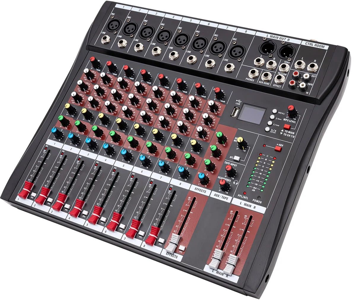 Paco Goederen® - Professionele stereogeluidsmixer - Mengtafel - 8 kanaals mengpaneel- Bluetooth USB-opname - USB digitale audiomixer — afbeelding 1