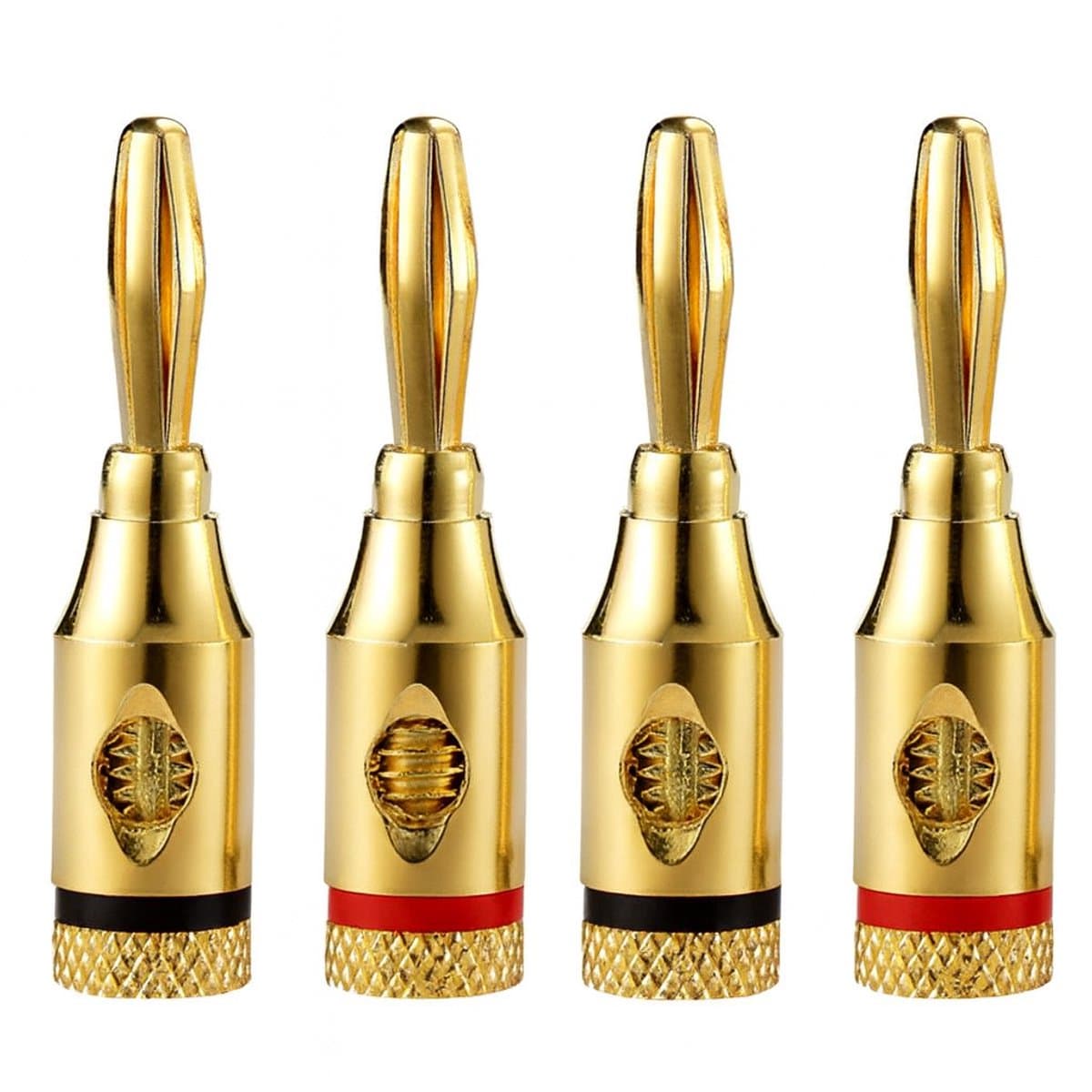 Banaanstekker – Gold plated – 24k Verguld – 4mm – Hoogwaardige Luidsprekerstekkers – 4 Stuks — afbeelding 1