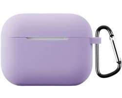 Coverup Hoesje - Geschikt voor AirPods Pro 3 Hoesje - Coverup Siliconen AirPods Case met Sleutelhanger - Lavendel