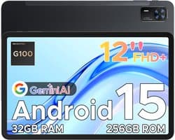 Doogee Tab E3+ -Tablet-Android 15- 12 inch 90Hz FHD+ - 4G LTE-Gemini AI-32GB ROM+256GB ROM(2TB TF)-Helio G100-8800mAh/18W-Vier luidsprekers-Face ID-5G Wi-Fi-A GPS-GPS-Zwart