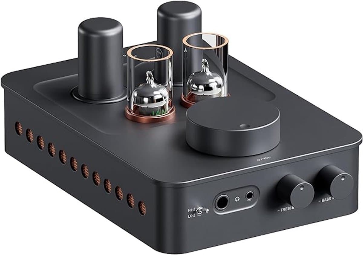 Fosi Audio GR70 – Buizen Hoofdtelefoonversterker & Voorversterker – HiFi Buizenversterker – 16–300Ω – Instelbare Bas & Treble – Compact Aluminium Ontwerp — afbeelding 1
