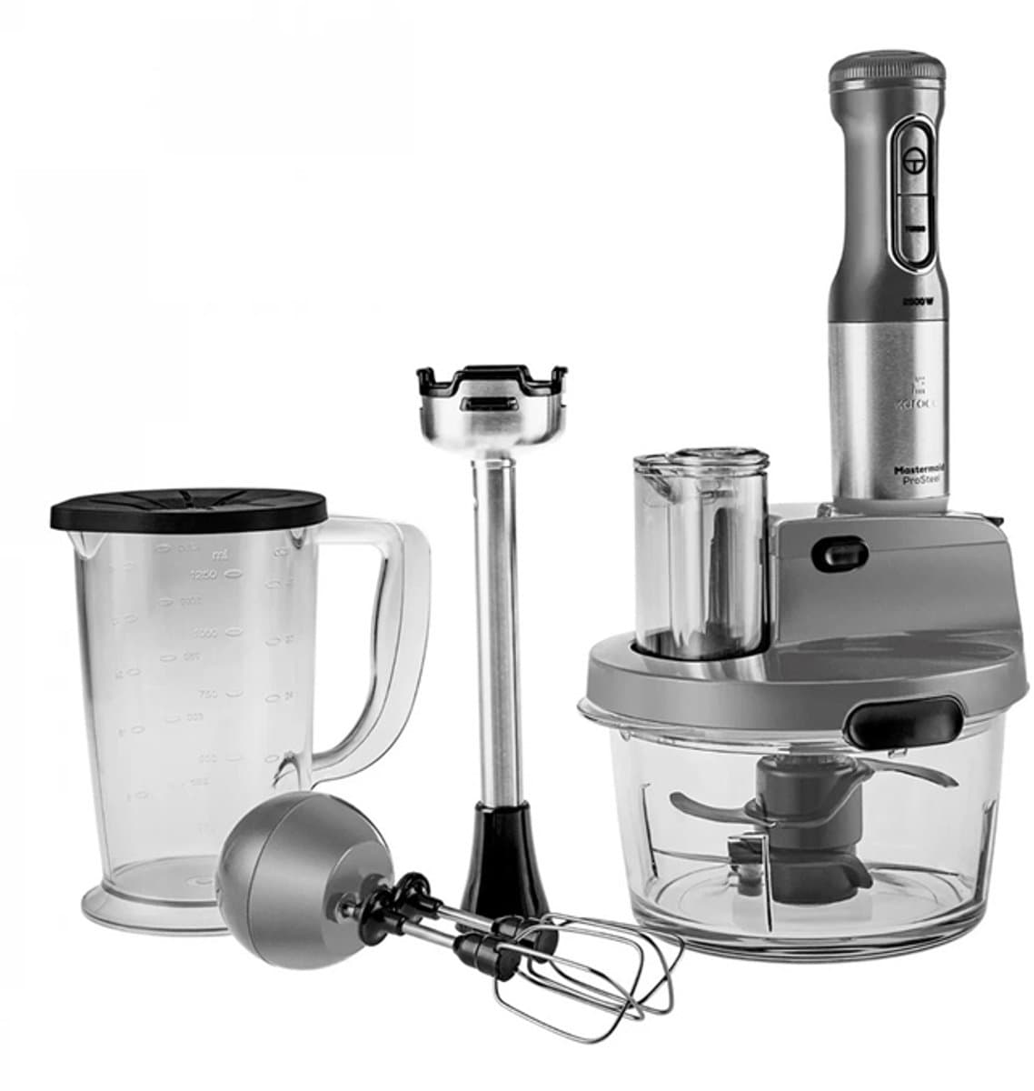 Karaca Mastermaid ProSteel Keukenrobot 2500W – Blender, Hakmolen & Smoothiemaker – 1,5L Glas – Galaxy Grijs — afbeelding 1