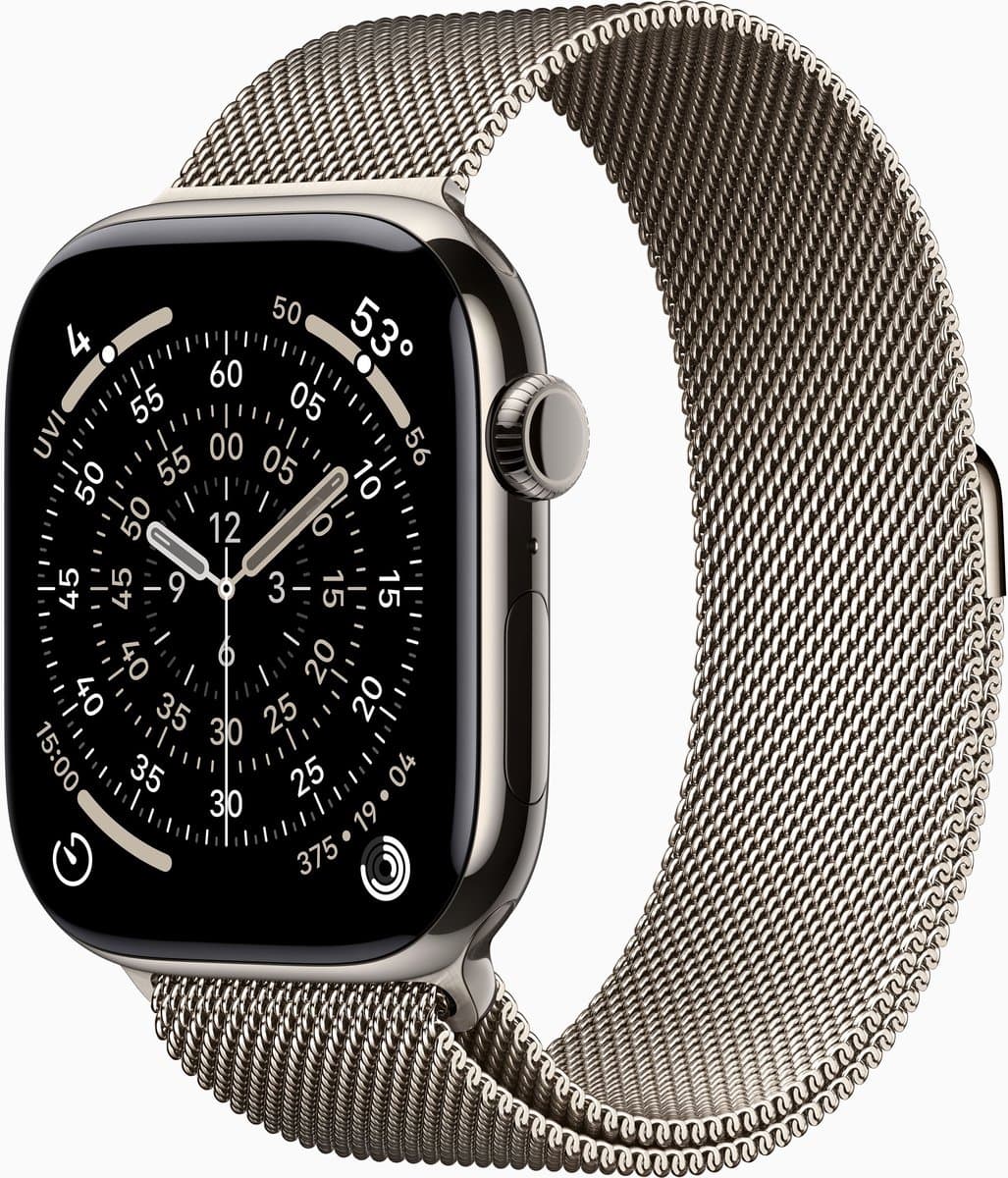 APPLE Watch Series 11 GPS + Cellular - 46mm Titanium Case - Milanese Loop M/L Smartwatch Natural — afbeelding 1