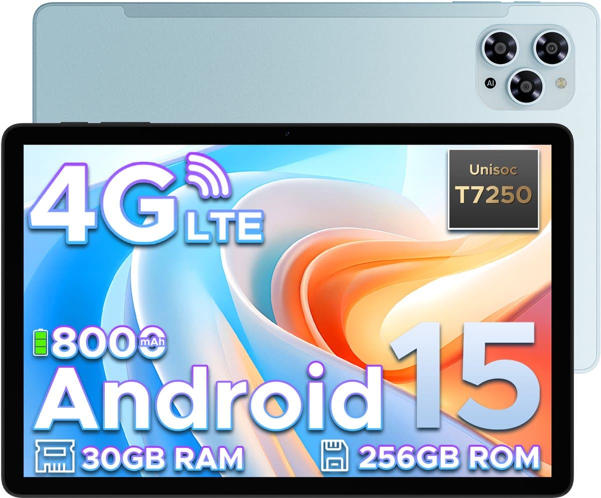 Doogee Tab G6-Android 15 Tablet-11 inth +90Hz - 4G LTE -6GB RAM+256 GB ROM (2TB TF) - Dubbele luidsprekers -8000 mAh- T7250 octa-core - 5G WiFi - BT5.0- Blauw — afbeelding 1